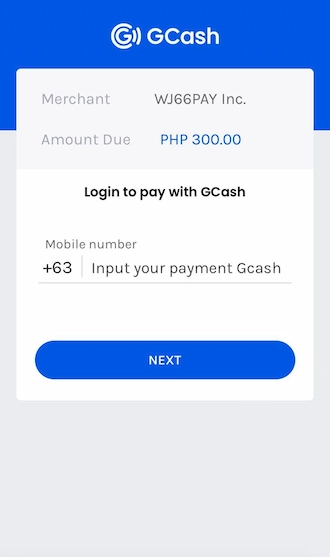 Step 4: The system redirects you to the GCash interface, where you log in to your GCash account.